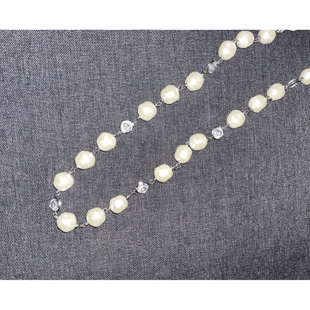 Long Vintage Freshwater Pearl Necklace Baroque Ivory 925 Silver Womens Jewelry